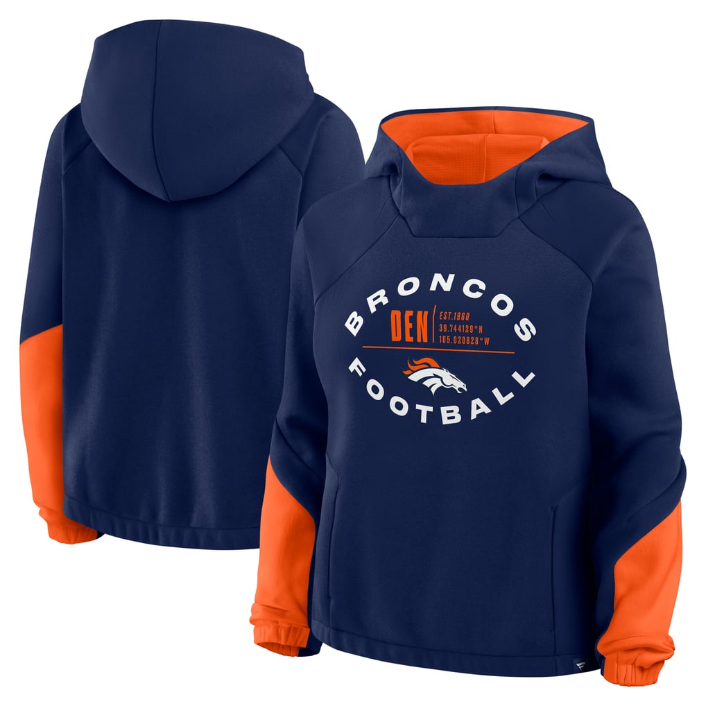 Denver Broncos Fanatics Women's Oversized Redzone Bubble Screen Pullover Hoodie - Navy